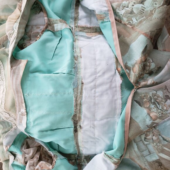 Vintage 70s/80s handmade long sleeve maxi dress with Greek Santorini Print - Picture 10 of 12